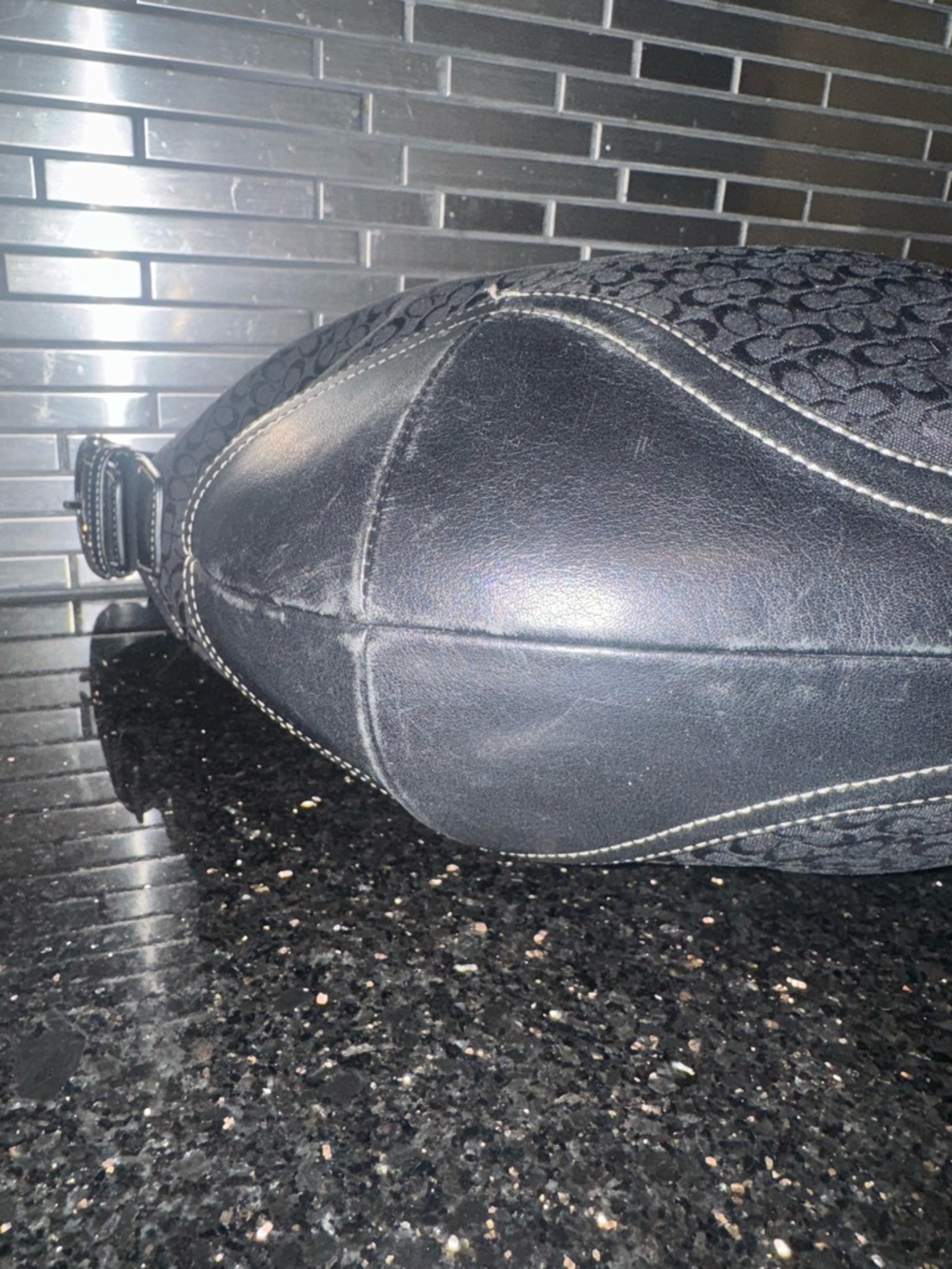 COACH Vintage Soho Signature Mini C Jacquard Hobo Shoulder Bag in Black - Picture 7 of 14